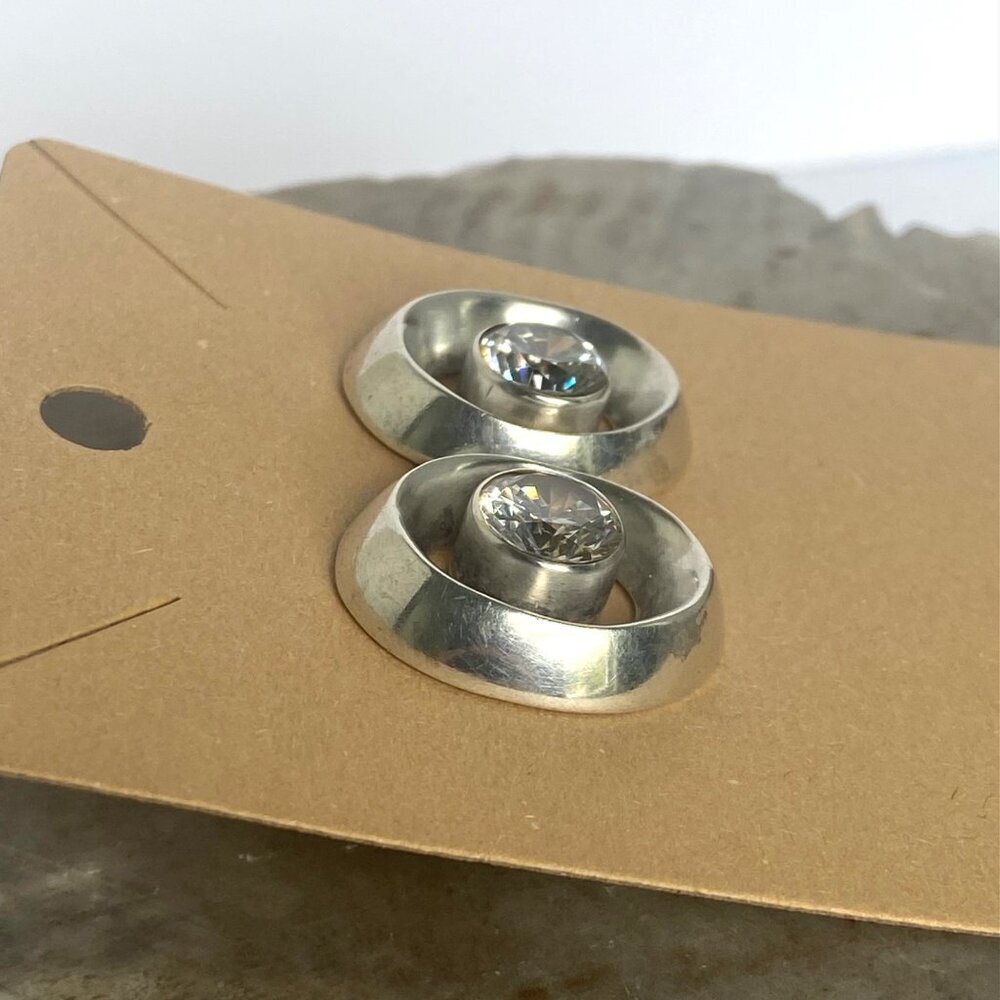 Solid Sterling Silver 925 Heavy Large Oval Cubic … - image 5